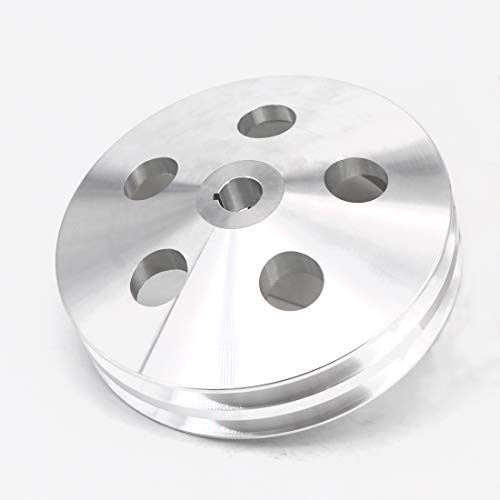 Image of KIPA Aluminium Double groove Power Steering Pump Pulley For Chevy SBC BBC With key-way power steering units through 1984 with a 5 /8 inch Shaft Satin Aluminium Finish Durable 2-Groove 8848-1