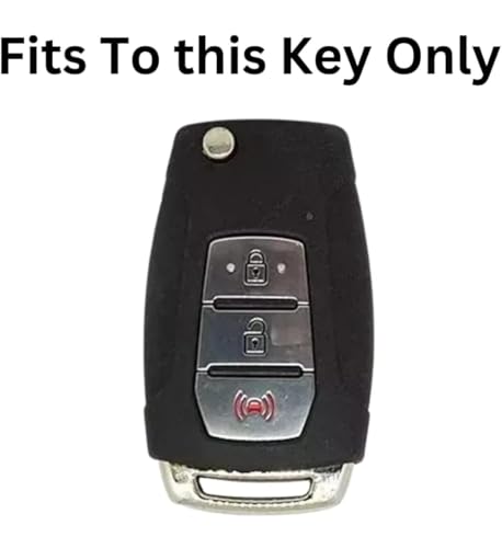 Image of TPU Car Key Cover Black & Golden Compatible for Mahindra XUV300, Alturas G4 (Mahindra, 3 Button Flip Key)