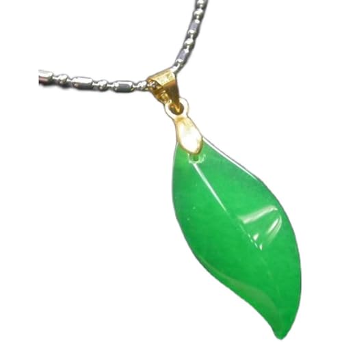 Collier Jade Vert Feng Shui naturel feuille de saule pour femme