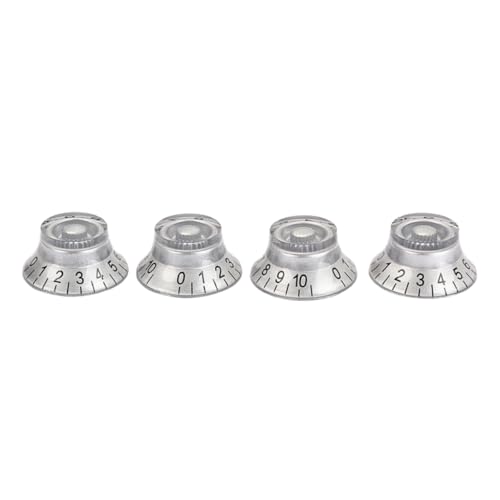 OFFSCH Amplifier Knob Kit 4 Pcs Acrylic Guitar Volume Tone Control Knobs Silver Skirt for Guitar Accessory