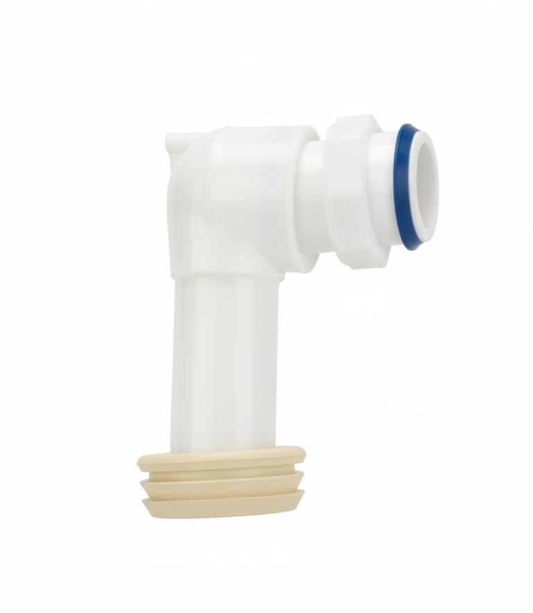 Raccordo a Gomito per Scarico WC, Curva Tecnica di Collegamento in Polipropilene Bianco, Diametro Standard con Guarnizione a Labbro Inclusa, Connettore per Tubo di Scarico Bagno