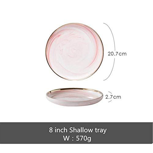 Teller Pink Marble Essteller Set Keramik Küchenteller Geschirr Set Speisen Geschirr Reis Salat Nudeln Schüssel Suppe Küche Kochwerkzeug 1Pc 8Inchshall
