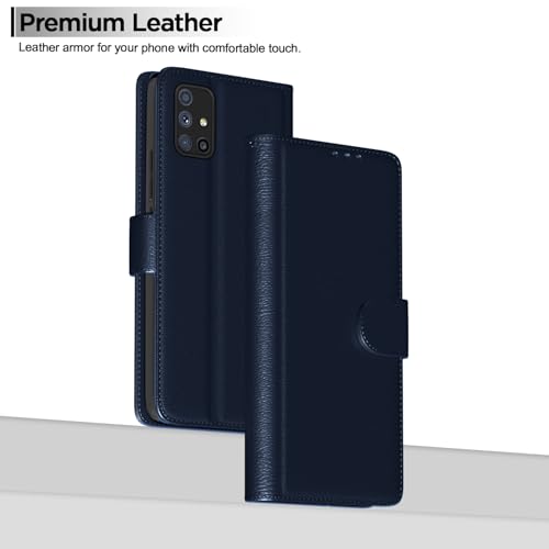 Image of Pikkme Samsung Galaxy A71 Flip Case Leather Finish | Inside TPU with Card Pockets | Wallet Stand and Shock Proof | Magnetic Closing | Complete Protection Flip Cover for Samsung Galaxy A71 (Blue)