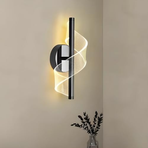 Image of One94Store Cross Border Minimalist Modern LED Wall Lamp (Black) | Nordic Style Creative Bedside Light | Ultra Bright,3 Color Modes for Bedroom, Living Room & Aisle Background Wall Fixture
