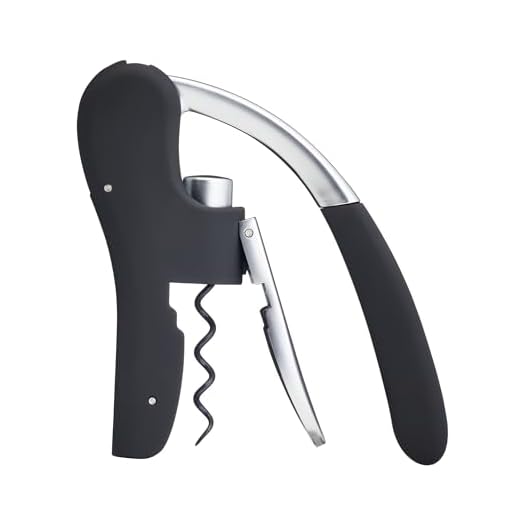 BarCraft Sacacorchos de Lujo, Abridor de Botellas de Vino con Cortador de Lámina Integrado, Negro y Cromado