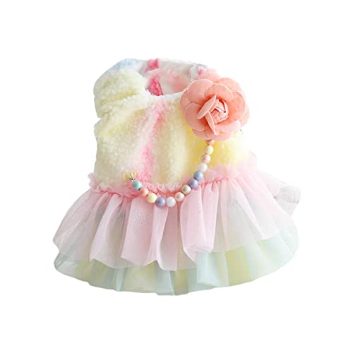 Dog Dress Dog Costume Doggie Dress Cat Outfits Apparel Dog Clothes Autumn And Winter Clothes Cat Princess Skirt Colorful Plush Thick Section Small Dog Teddy Pet Princess Dress Costume #TOP14
