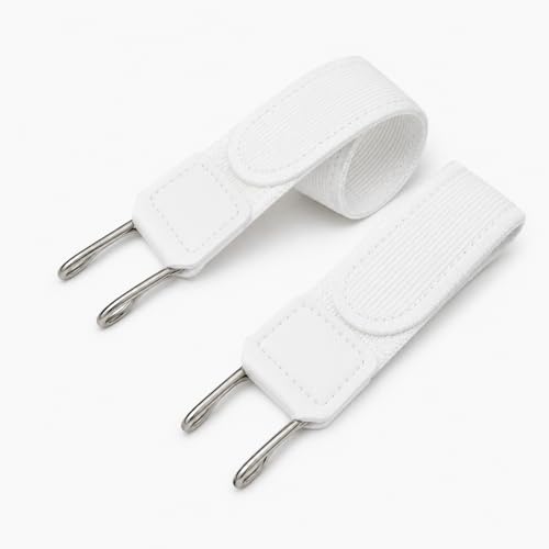Image of PUJI Buckleless Belt for Men & Women - Elastic Stretch Waist Belt with Metal Hook, Invisible Everyday Work Belt, Black, Brown, White (2 pcs)