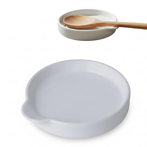 Reposacucharas de Cerámica Grande, Reposa Cucharas 15.5 cm, Blanco