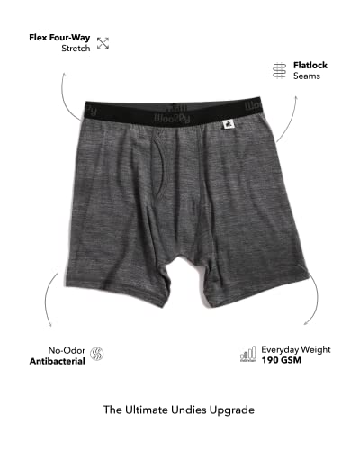 Merino Wool Underwear Mens - 100% Wool Long Drop Boxer Brief - Everyday Weight Xl Chr Charcoal #TOP5