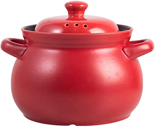 ksamwjf Cazuela De Arcilla Olla De Cazuela Cazuela De Arcilla - Cacerola Resistente para Cocción Lenta Plato Ovalado De Cerámica Red3.5L