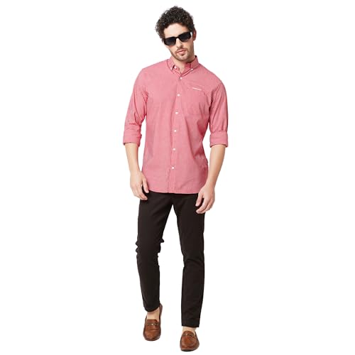Image of KENNETH COLE New York Mens Slim Fit Cotton Spread Collar Long Sleeve Patch Pocket at Chest Casual Shirt