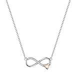 GLIVEOR Collar con piedra natal, chapado en oro blanco de 14 quilates, delicado collar de aniversario, regalo de cumpleaños para mujer, Plata esterlina, Circonia cúbica