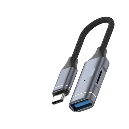 USB3.0 2-in-1 OTGアダプタケーブル TY>pe C オス-メスコンバータ 高速TFカードリーダー 15 16インチ用(Gray)