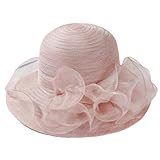 yeuyyben moda organza sun cappelli donne fiore estate wedding caps femminile elegante floreale chiesa cappelli, pnnrk chiaro, taglia unica