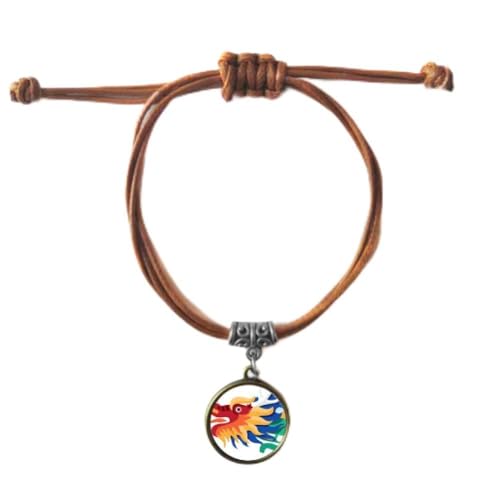 Bracelet dragon chinois en cuir tressé duo de poignets pour couple noir