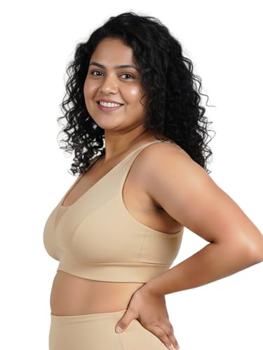 ZELENA Nursing Feeding Bra for Women Full Coverage | Adjustable Straps, Fixed Absorbent Pads & Underbust Support | Soft Modal Maternity Bra for Pregnancy & Breastfeeding - Light Skin