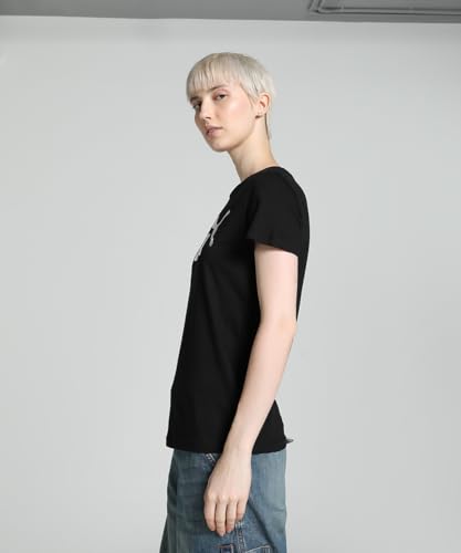 Image of Puma Women's Cotton Regular Fit Letter Print T Shirt