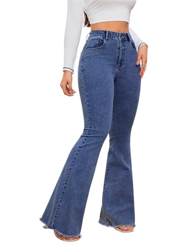 Image of KOTTY Women's Bootcut Flare Jeans with Slim Fit Thigh and Wide Hem Design