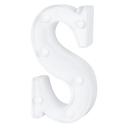 Image of Restaurantware-Illumify 4.7 x 1.2 x 8.7 Inch Light Up Letter, 1 Durable Marquee LED Light - Letter S, Touchproof, White Plastic Party Light, Keyhole Slot, For Parties, Weddings, Or Special Events