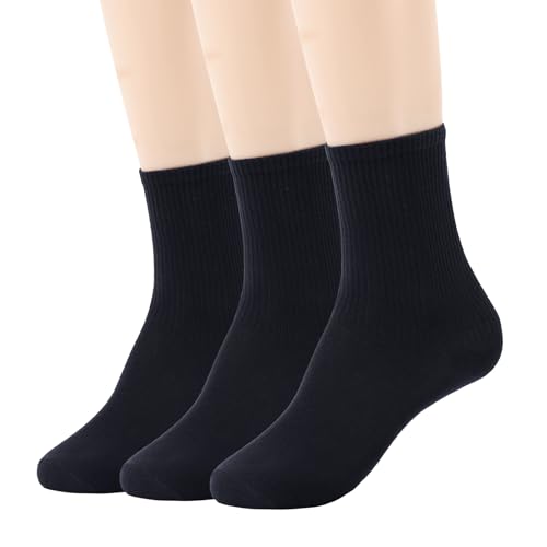 Image of Womens Colorful Basic Sock -Unique Knit Cotton Crew Socks 3 Pack