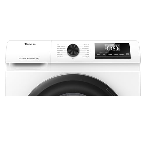 Hisense 1Q Series WF1Q8041BW Freestanding 8 KG Front Load Washing Durable Inverter Machine, Steam Wash, Quick Wash, 15 Washing Programs 1400 RPM White - Energy Rating A - Image 3