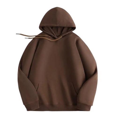 Men Hoodies Thick Fabric Solid Oversize Pullovers Sweatshirts