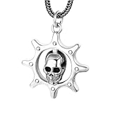 ZQIUDLOF S925 Anhänger aus Sterlingsilber in Form eines Totenkopfs, Gothic Totenkopf-Anhänger für Männer und Frauen, Pendant + Chain 50cm, Sterling Silver