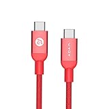USB Type C to Type C Reversible Adapter / Connector Cable In Your Favorite Apple & Device Colors, Aluminum Shell, 6.6ft Tangle Free Braided Cord For Charging, Data Transfer by Adam Elements - Red
