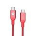 USB Type C to Type C Reversible Adapter / Connector Cable In Your Favorite Apple & Device Colors, Aluminum Shell, 6.6ft Tangle Free Braided Cord For Charging, Data Transfer by Adam Elements - Red