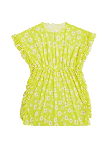 Milumia Girl's Cute Beach Coverups Disty Floral Print Ruffle Trim wimsuit Swimwear Cover Up