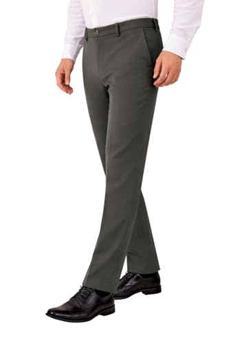 Image of SaintX Men's Premium 4-Way Comfort Stretch Formal Trousers | Smart Sweat Wicking Wrinkle Free Fabric | Smarter Techno Flex Expandable Waistband | Stylish Slim Fit | Daily Office Wear