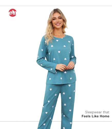 Image of ENJOYNIGHT Womens Pajama Set Cotton Pjs Long Sleeve Sleepwear with Pockets