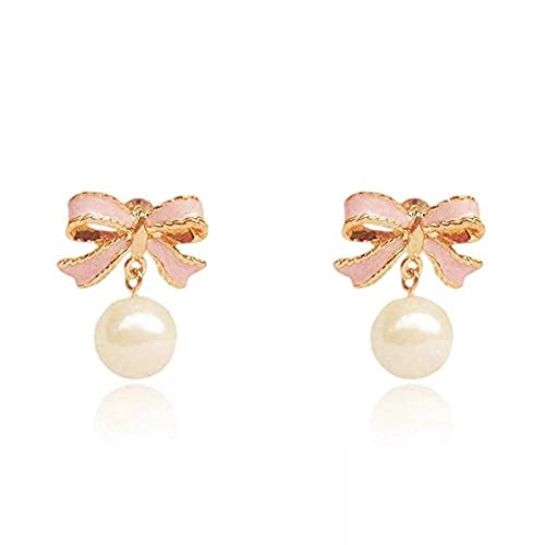 Hilai Boucles d'Oreilles Boucles d'oreilles Le noud atmosphère de la personnalité perle rose femmes Boucle oreilles arc perles arc arcs boucles d'oreilles belles perles