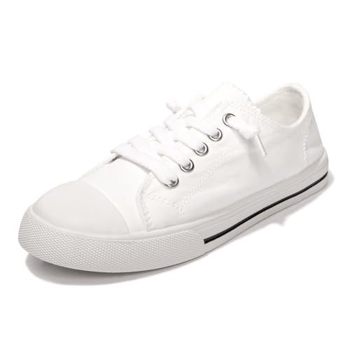Colgo All-Day Comfort Slip On Sneakers Women - Breathable Canvas, Non-Lace Design, Easy-to-Clean Tennis Shoes Women's Fashion Sneakers(White,7)