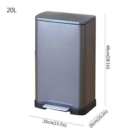 TEmkin Abfalleimer Fußbetriebener Mülleimer mit Deckel Haushalts-Mülleimer aus Edelstahl mit großem Fassungsvermögen Pedal-Mülleimer - Leises und sanftes Öffnen und Schließen des Mülleime – Bild 3