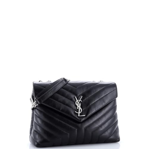 Saint Laurent, Pre-Loved Loulou Shoulder Bag Matelasse Chevron Leather Medium, Black2