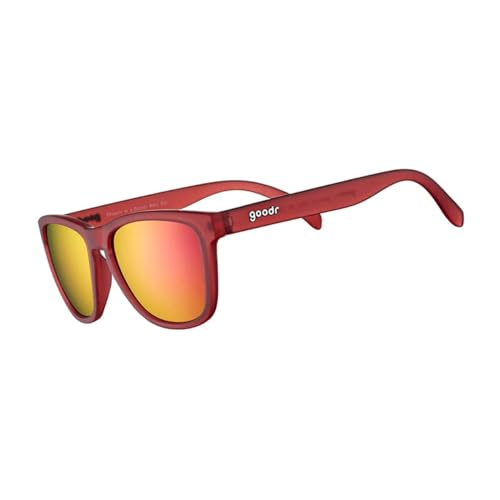 goodr Phoenix At A Bloody Mary Bar Polarized Sunglasses for Men & Women, Medium Sized (OG), Dark Red Translucent Frames with Rose Mirrored Reflective Lens, UV400 Protection, No Slip, No Bounce
