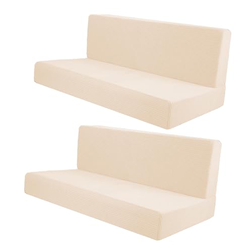 Housse de coussin extensible polyester jaune lot de 4 pour canapé de salon - 8