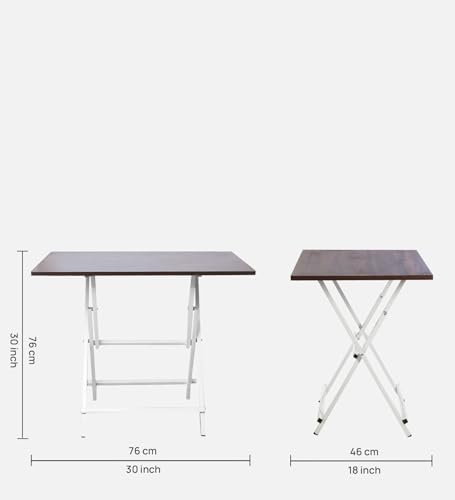 Image of Faburaa Compact Foldable 2 Seater Dining Table | Strong CRC Steel Frame | Easy Fold & Store Design | 36x24 Inch | Dark Brown