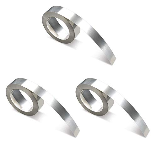 DYMO Metal Labels Non-Adhesive Stainless Steel Embossing Tape, 1/2-inch, 21-foot Cassette (Pack of 3), (32500)