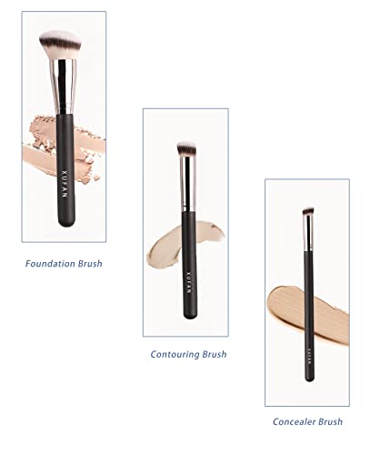 Xufan 3Pcs Foundation Concealer Brushes, Under Eye Mini Angled Brush, Nose Contour Brush, Small Makeup Foundation Brushes #TOP1