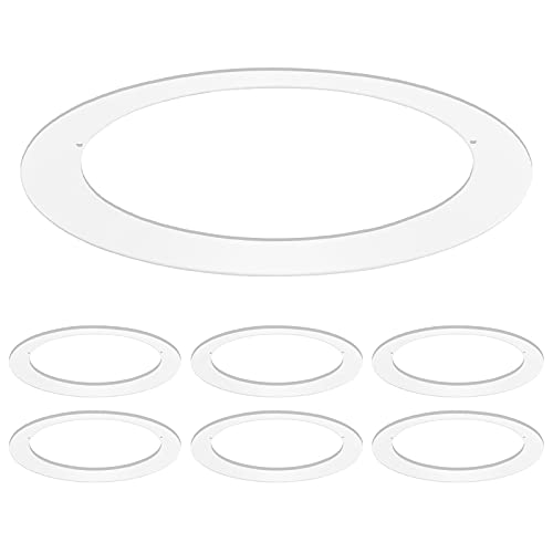 Luxrite 6 Pack White Goof Trim Ring for 5/6 Inch Recessed Lights and Ceiling Light Fixtures, Outer Diameter 8 Inches, Inner Diameter 6.14 Inches, Metal Construction, Cover Damaged or Messy Ceilings