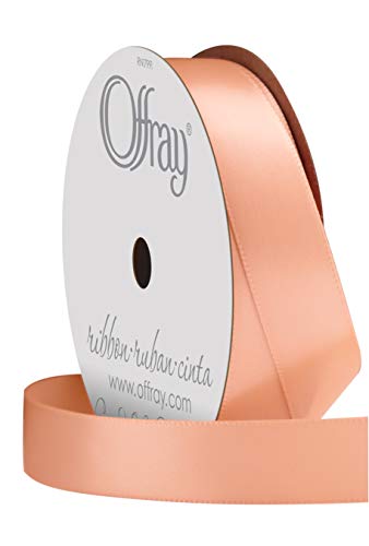 Image of Berwick Offray 808755 5 /8 inch Wide Single Face Satin Ribbon, Tangerine Coral Orange, 6 Yds