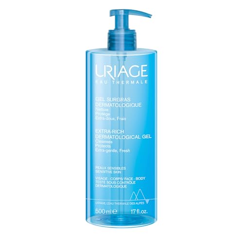 Uriage Extra-rich Dermatological Body Wash for Sensitive Skin, Preserves the Hydrolipidic Film of the Skin, Fresh Foaming Body Cleanser, Face & Body, Paraben & Soap-Free, Physiological pH