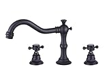Greenspring Commercial Deck Mounted Three Holes Double Handles Widespread Roman Bathroom Sink Faucet 3pcs faucet Oil Rubbed Bronze