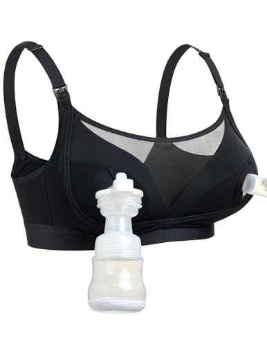 Image of Momcozy Mesh Support Pumping Bra Hands Free Black