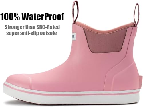 SUREWAY Women's Ankle Fishing Deck Boots for Women,Short Waterproof Neoprene Rubber Rain Boots,Lightweight Garden Work Shoes for Women,Upgraded Slip Resistant,Durable Comfortable2