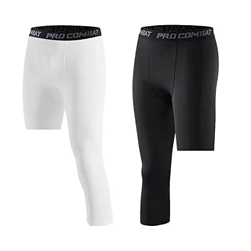 DKHSY Mallas para Correr para Hombre, Paquete de 1 o 2, Mallas Capri de compresión de 3/4 de una Pierna, Mallas de Gimnasio Cool Dry para Hombres, Pantalones Deportivos de Capa Base de compresión Cover
