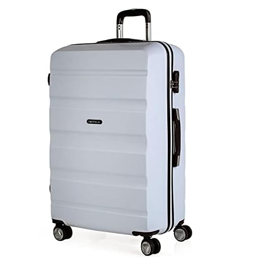 ITACA - Maleta de Viaje Rígida 4 Ruedas Grande XL Trolley 77 cm de ABS Lisa. Dura y Ligera. Gran Capacidad. 2 Asas y Candado. Estudiante y Profesional. t71670, Color Blanco
