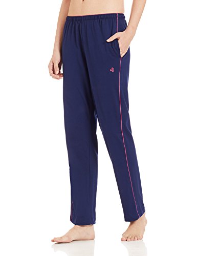 Image of Jockey 1305 Women's Super Combed Cotton Rich Relaxed Fit Mid Rise Trackpants with Contrast Side Piping and Pockets